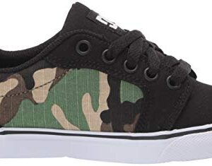 DC boys Anvil Skate Shoe, Black/Camo Print, 1 Little Kid US