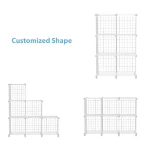 TomCare Cube Storage 6-Cube Metal Wire Cube Organizer Cube Shelves Storage Cubes Closet Organizer DIY Wire Bookshelves Storage Grids Modular Wire Cubes Bookcase for Bedroom Home Office, White