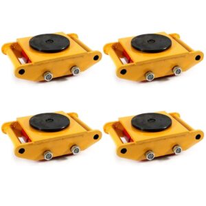 4pcs machinery skate dolly, 6t industrial machinery mover 13200lbs heavy duty machinery skate with steel rollers cap 360 degree rotation non-slip cap for warehouse, factory