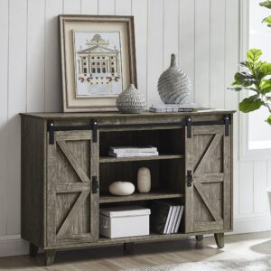good & gracious sideboard for livingroom, 50 inch farmhouse tv stand with sliding barn doors, sideboard buffet 3-tier storage cabinet for kitchen