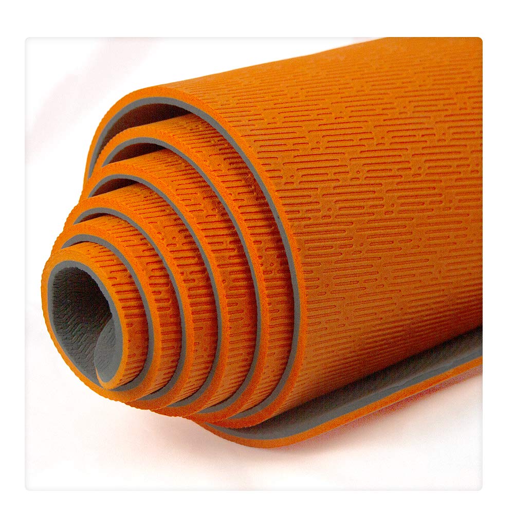 Hatha Yoga Large TPE Yoga Mat - 72"x 32" x 1/4 inch -Eco Friendly SGS Certified -Non Slip Bolster with Carrying Bag for Home Gym, Pilates & Floor Outdoor Exercises (Orange/Grey)