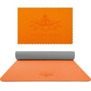 Hatha Yoga Large TPE Yoga Mat - 72"x 32" x 1/4 inch -Eco Friendly SGS Certified -Non Slip Bolster with Carrying Bag for Home Gym, Pilates & Floor Outdoor Exercises (Orange/Grey)