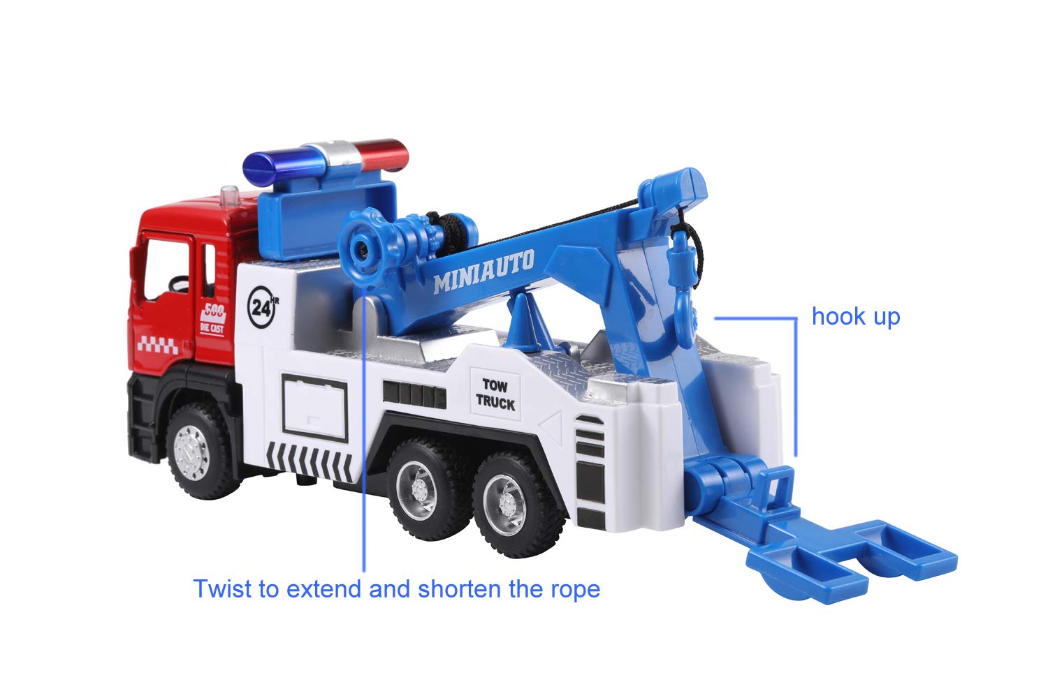 haomsj Toy Tow Truck Pull Back Toy Cars Miniature Carrier Truck Toy for Boys and Girls, Lights and Sound