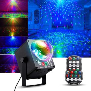 party dj disco stage light with sound activated and 60 color changing, bietrun led rgb laser rave flashing strobe lights with remote control for parties, wedding, dance floor, bar, dj, birthday, ktv
