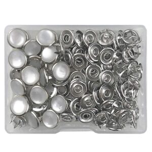 Pearl Snaps Fasteners Kit,10mm Clothes Ring for Western Shirts Clothes Prong Ring Snaps (White)