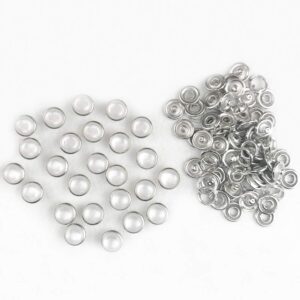 Pearl Snaps Fasteners Kit,10mm Clothes Ring for Western Shirts Clothes Prong Ring Snaps (White)