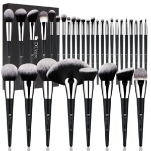 ducare makeup brushes professional 32pcs make up brushes set premium synthetic kabuki foundation blending brush face powder blush concealers eye shadows