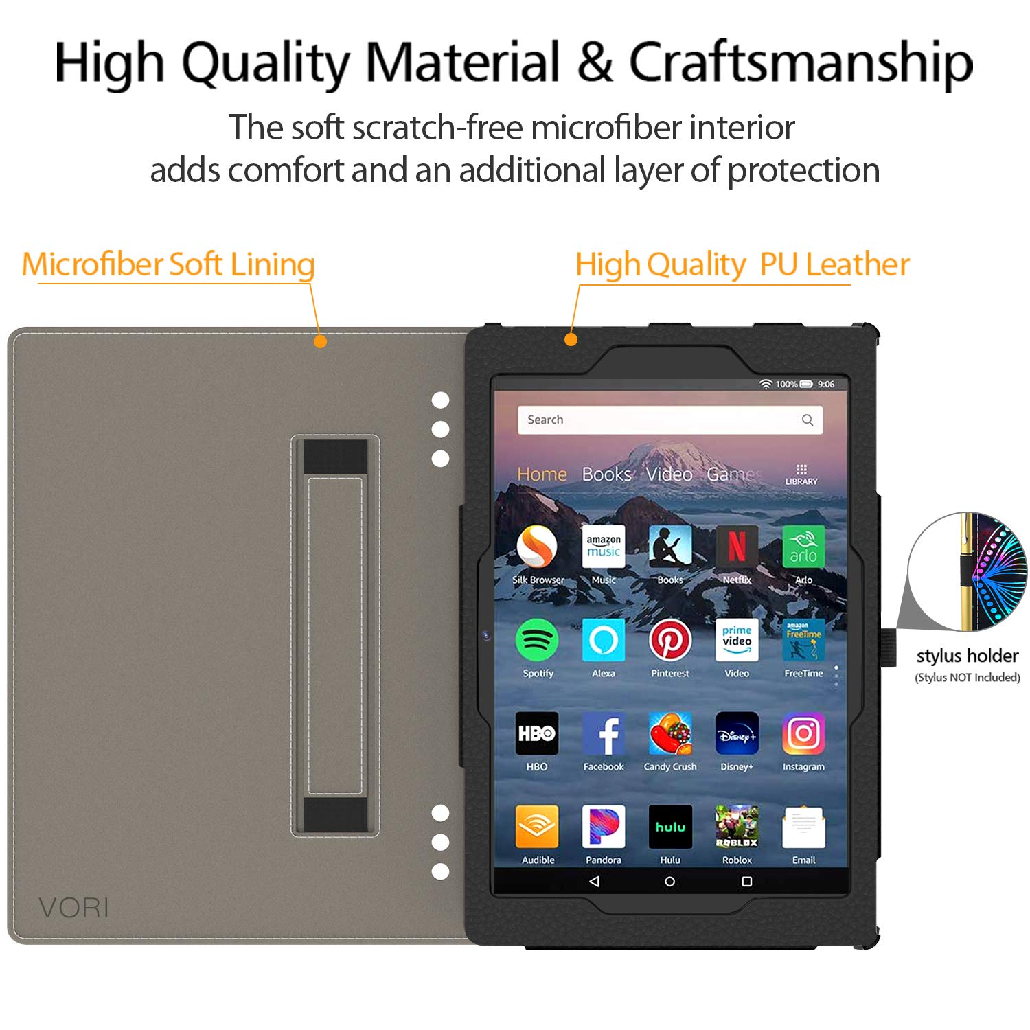 Retear Folio Case for Amazon Fire HD 8 & Fire HD 8 Plus Tablet (ONLY fit 10th Generation 2020 Release), Premium PU Leather Stand Protective Smart Cover with Auto Wake/Sleep, Mandala Flower