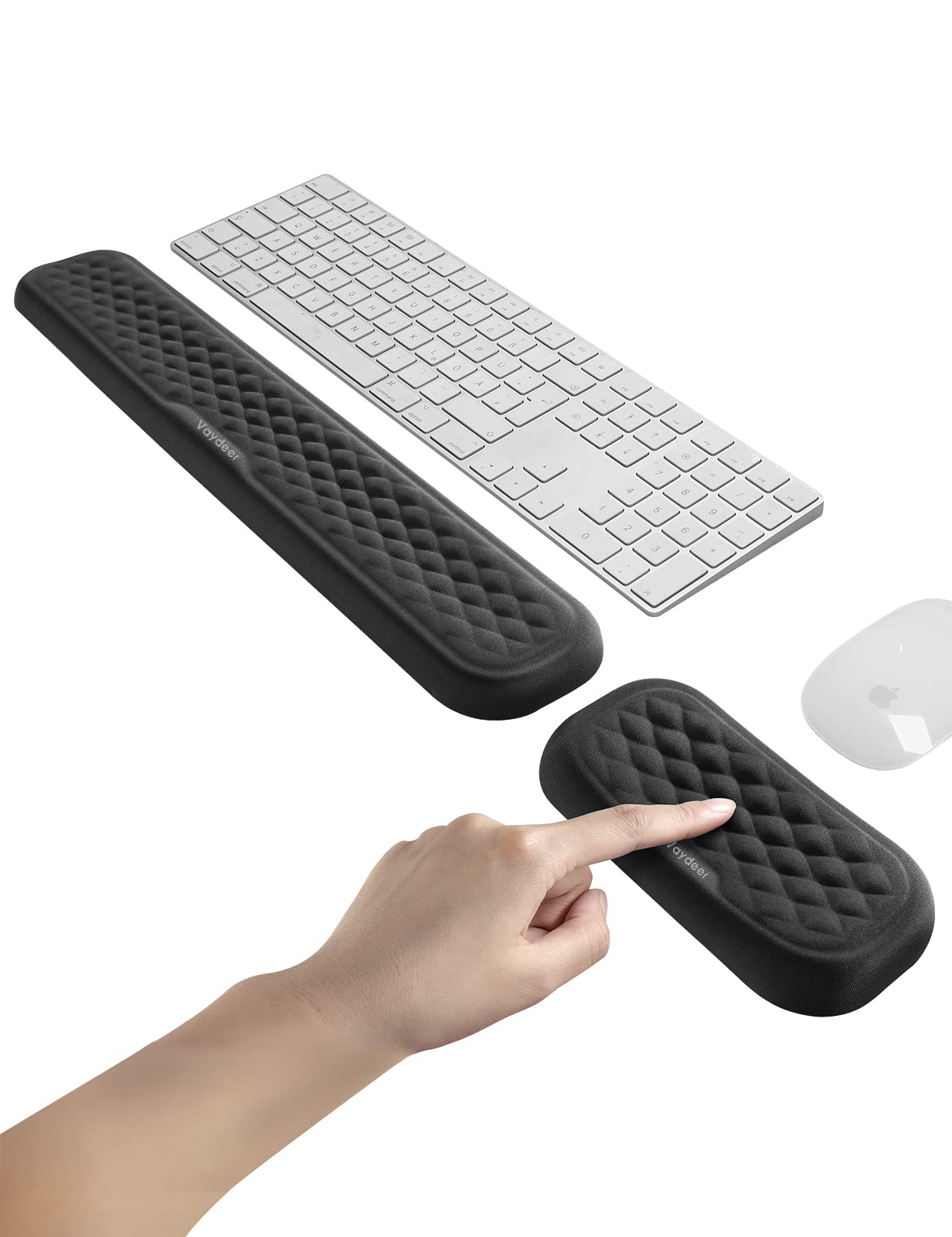 Vaydeer Wrist Rest for Keyboard and Mouse, Computer Ergonomic Wrist Support Pad, Soft Memory Foam Arm Cushion for Desk, Palm Hand Office Laptop Typing