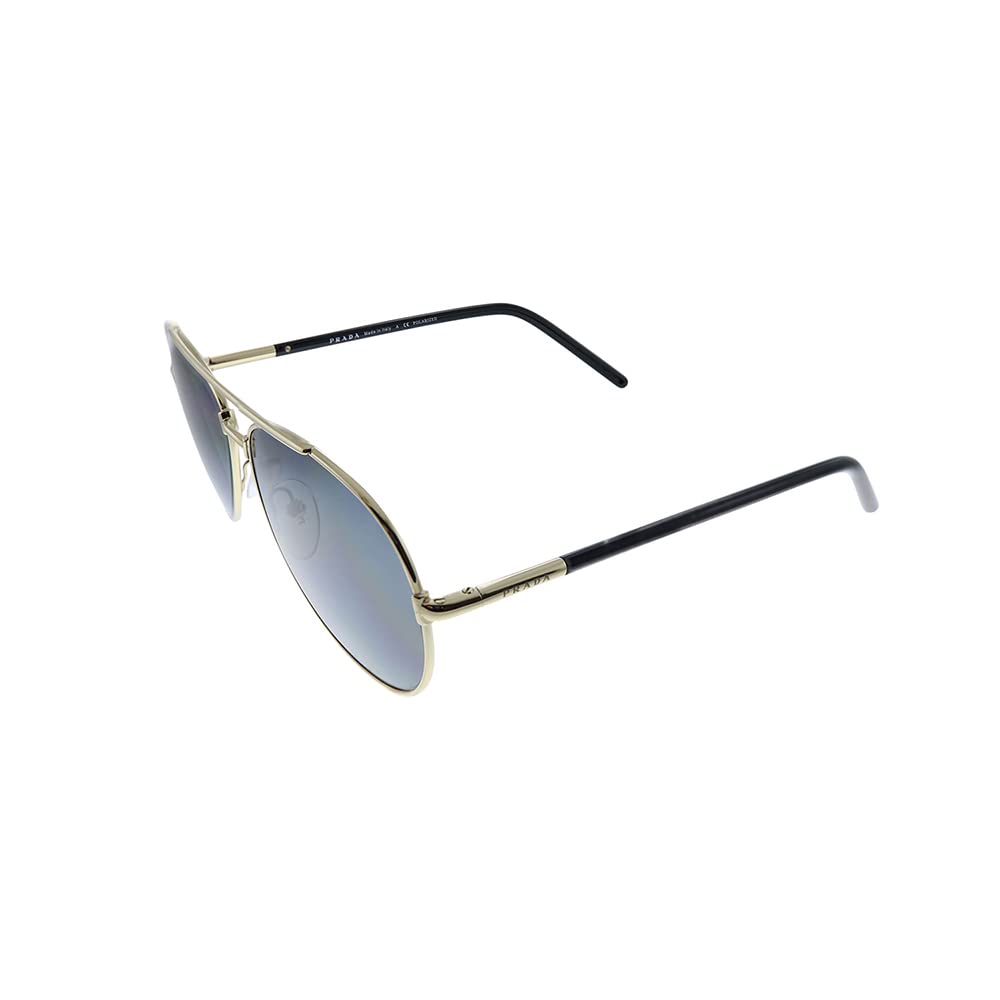 Prada PR 66XS ZVN5Z1 Gold Metal Aviator Sunglasses Grey Polarized Lens