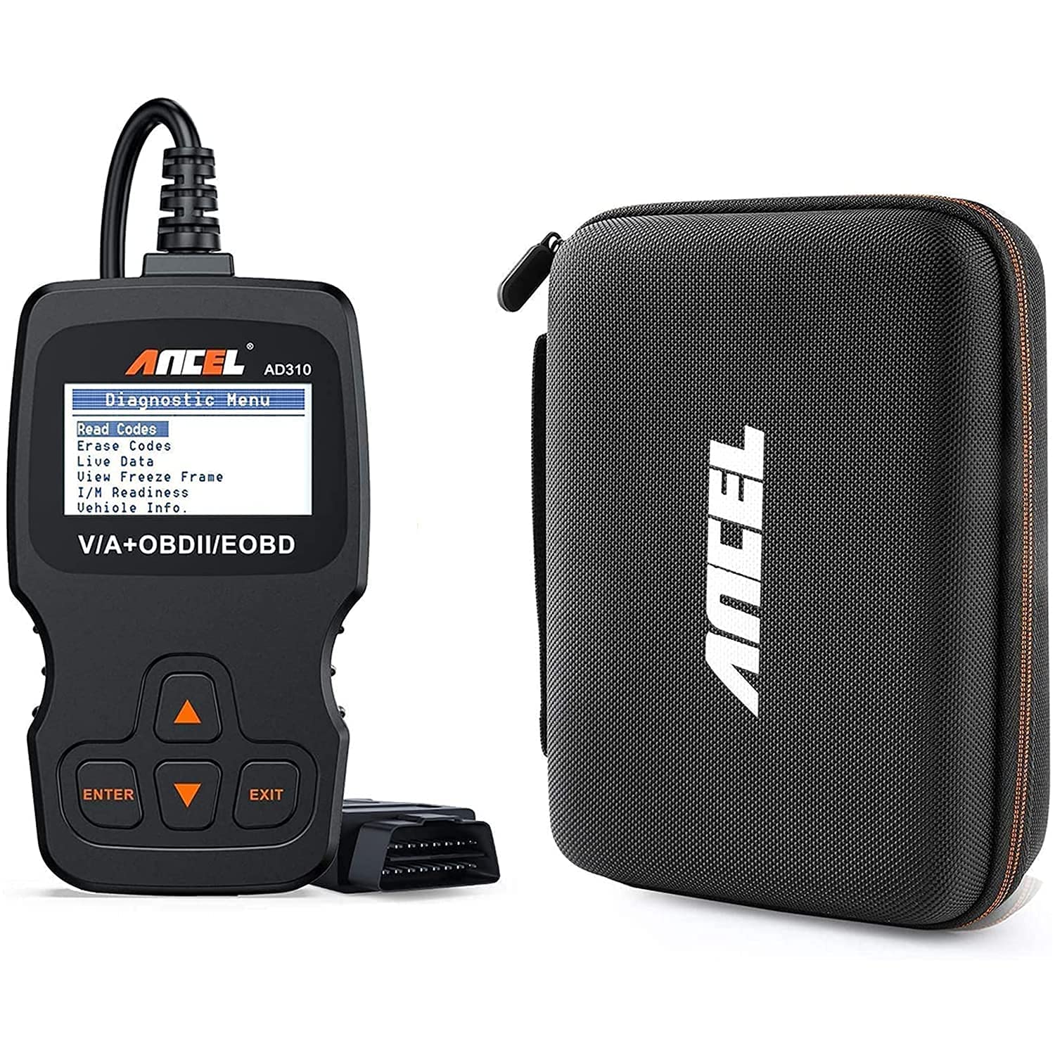 ANCEL AD310 Classic Enhanced Universal OBD II Scanner Car Engine Fault Code Reader with ANCEL Protective Case Storage Bag