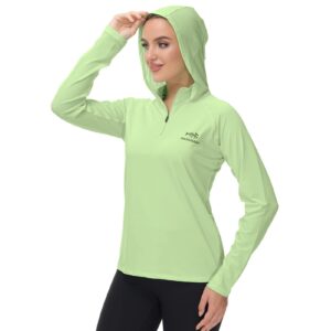 bassdash women’s upf 50+ performance hoodie long sleeve uv fishing hiking shirt apple green