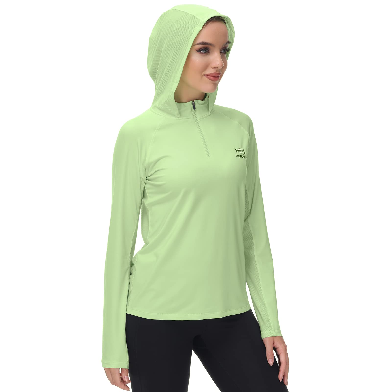 BASSDASH Women’s UPF 50+ Performance Hoodie Long Sleeve UV Fishing Hiking Shirt Apple Green