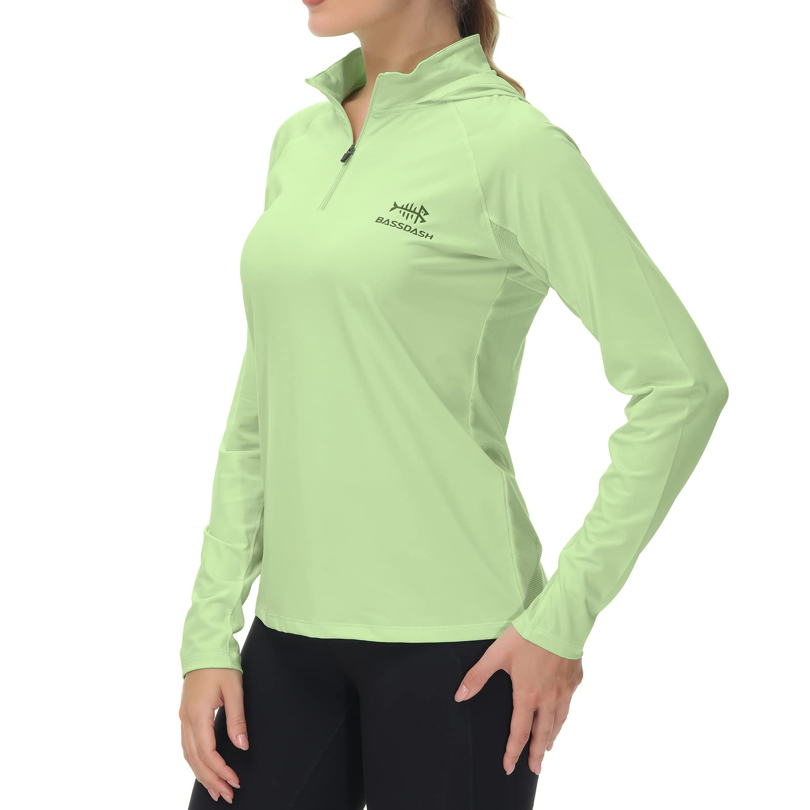 BASSDASH Women’s UPF 50+ Performance Hoodie Long Sleeve UV Fishing Hiking Shirt Apple Green