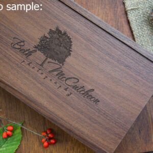 Custom USB Flash Drives Personalized with Your Logo, Graduate Gift USB 3.0 Walnut Wooden USB Flash Pen Driver with Photo Wood Album Box,Laser Engrave Logo (16GB, one Walnut USB+5x7 Photo Box)