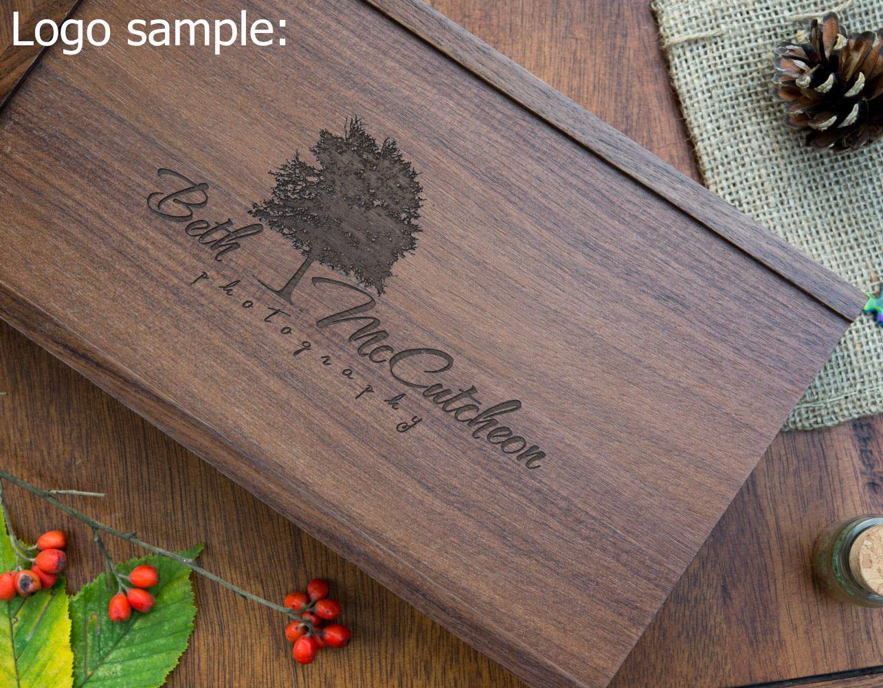 Custom USB Flash Drives Personalized with Your Logo, Graduate Gift USB 3.0 Walnut Wooden USB Flash Pen Driver with Photo Wood Album Box,Laser Engrave Logo (16GB, one Walnut USB+5x7 Photo Box)