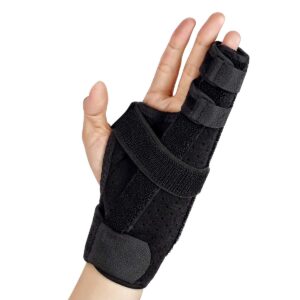 ultrafun two finger splint medical grade boxer finger brace support immobilizer cast for broken fingers, injuries, arthritis, trigger finger, tendonitis and pain relief (two fingers-l/xl)
