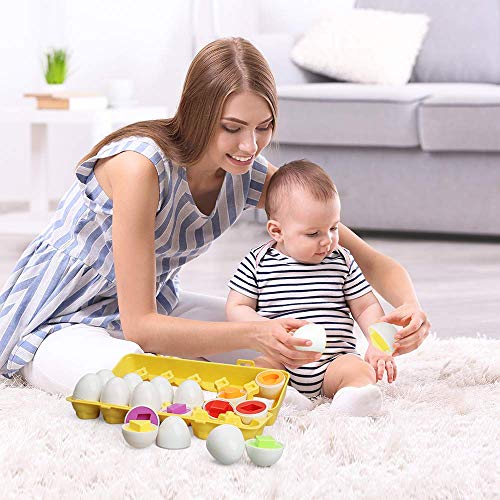 TINOTEEN Toddler Matching Toys Easter Egg Color Shape Learning Educational Infant Toy for 18+ Month