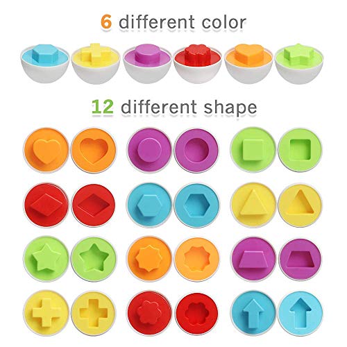 TINOTEEN Toddler Matching Toys Easter Egg Color Shape Learning Educational Infant Toy for 18+ Month