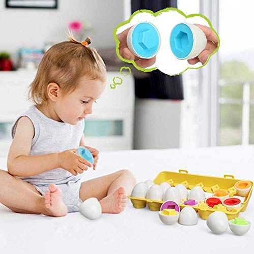 TINOTEEN Toddler Matching Toys Easter Egg Color Shape Learning Educational Infant Toy for 18+ Month