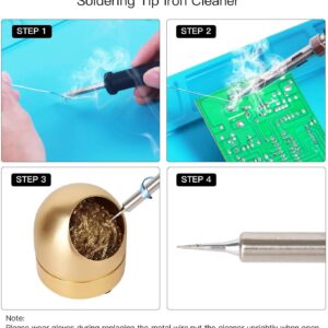 MEKNIC Solder Tip Cleaner Soldering Ion Tip Cleaning Wire and Holder Coiled Brass Sponge Tip Cleaner Kit with 7 PCS Solder Tip Cleaning Wire and 1 PC Holder for Cleaning Soldering Irons and Tips