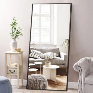 rose home fashion full length mirror, aluminum alloy thickened frame-64" x22", floor mirror, standing mirror, full body mirror, large mirror, floor length mirror, wall mirror, gold frame