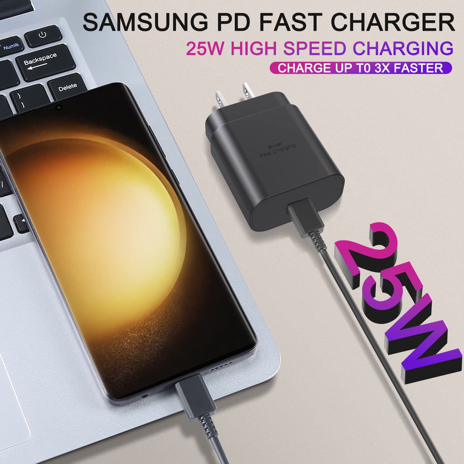 USB C Charger,PD 25W Super Fast Charger for Samsung Galaxy S23/S23+/S23Ultra/S22/S22+/S22Ultra/S21/S21+/S21 Ultra/S20/S20+/S20 Ultra/Note 20/Note 20 Ultra/Note 10/Note10+