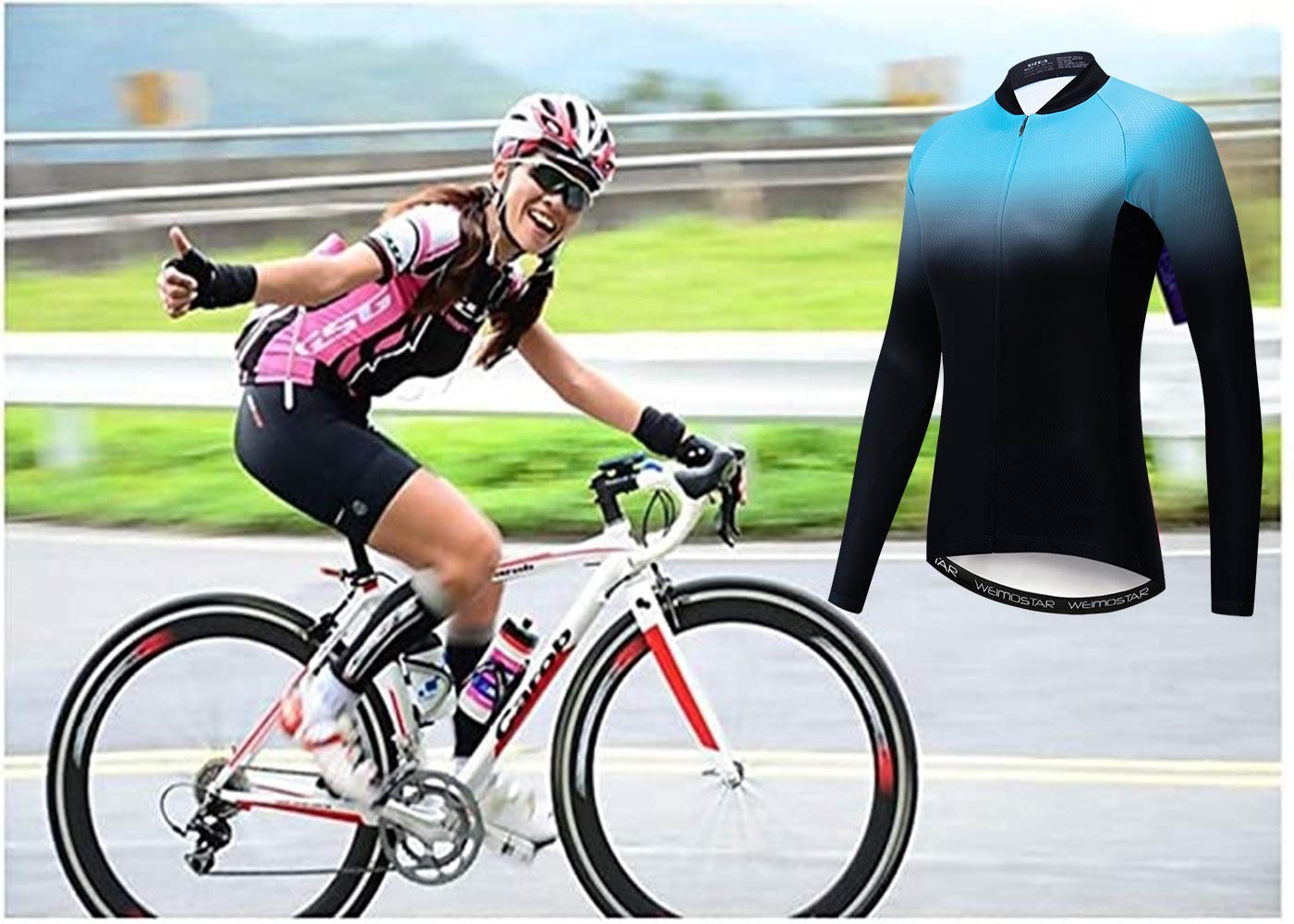 Weimostar Women's Cycling Jersey, Long Sleeved Bike Jersey,Comfortable Quick Dry