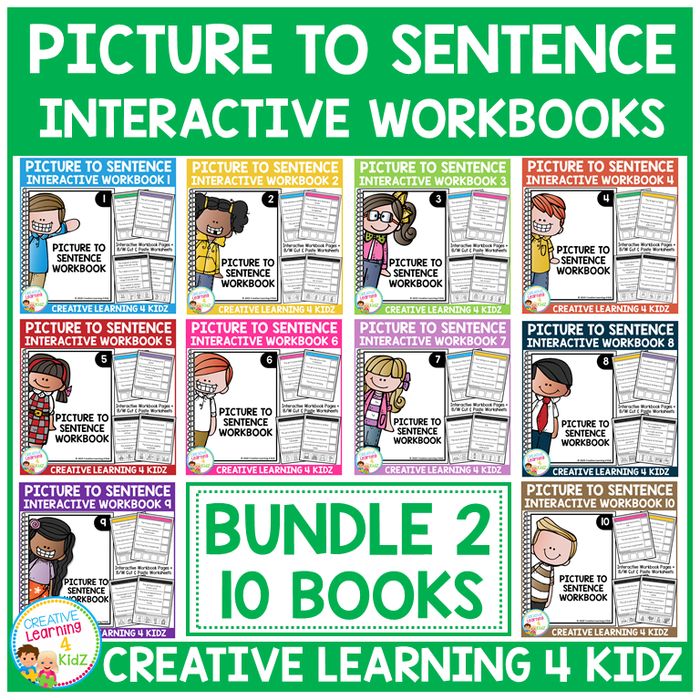 Picture to Sentence Worksheets Workbook BUNDLE 2