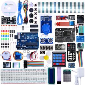 elegoo upgraded uno r3 most complete starter kit v2.0 with tutorials compatible with arduino, stem projects for kids, teens, adults, robotics & engineering kits, science | coding | programming set
