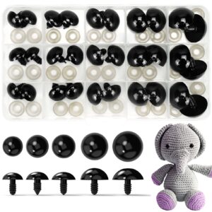 eucarlos safety eyes for amigurumi crochet 30pcs 16-24 mm, plastic black large safety doll eyes stuffed animal eyes craft crochet eyes for diy of puppet, bear, toy doll making supplies