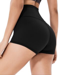 athvotar spandex biker yoga shorts women, 3'' / 5'' / 10'' high waisted booty workout shorts(3" black,s)