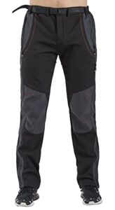 gash hao men's ski snow pants waterproof hiking snowboard pants breathable fleece lined zipper bottom leg (170black 32w x 34l)