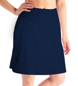 yogipace tall women's 20" modest knee length uv protection skirt athletic golf tennis skort built in shorts navy blue size xxl