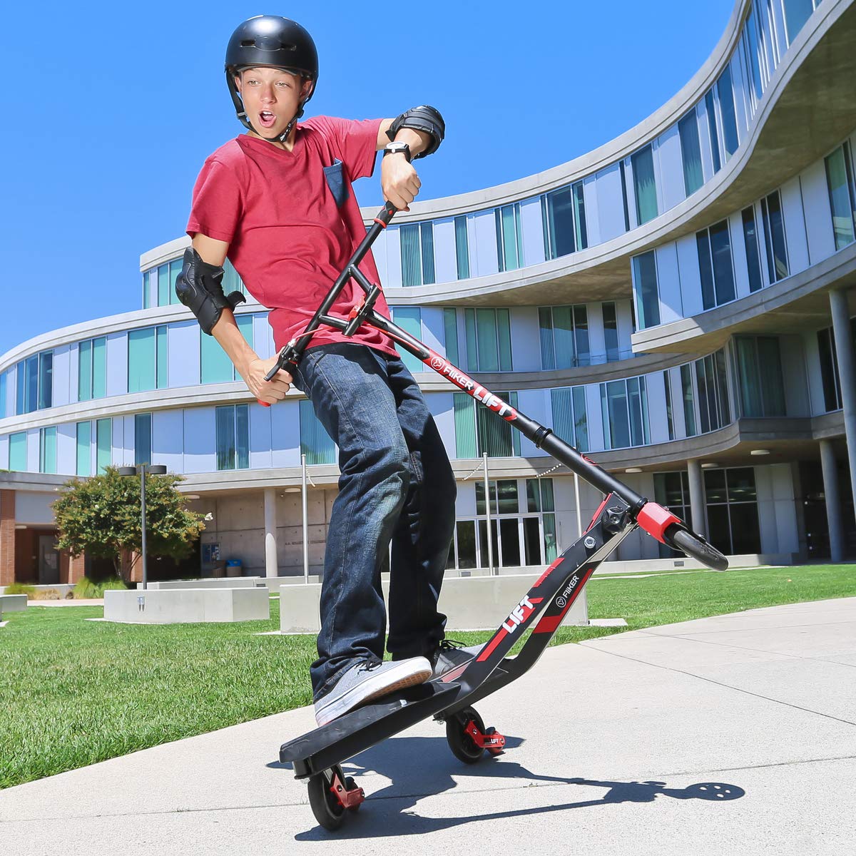 Yvolution Y Fliker Lift | Swing Wiggle Carving Scooter for Kids Age 7+ (Red 2020)