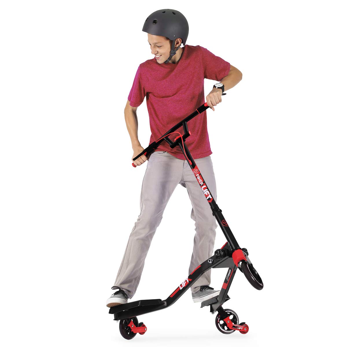 Yvolution Y Fliker Lift | Swing Wiggle Carving Scooter for Kids Age 7+ (Red 2020)