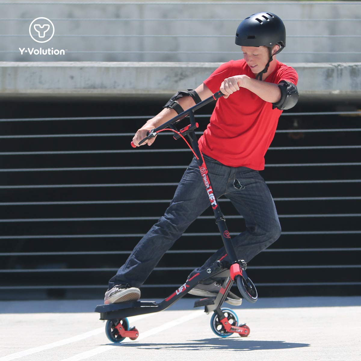 Yvolution Y Fliker Lift | Swing Wiggle Carving Scooter for Kids Age 7+ (Red 2020)