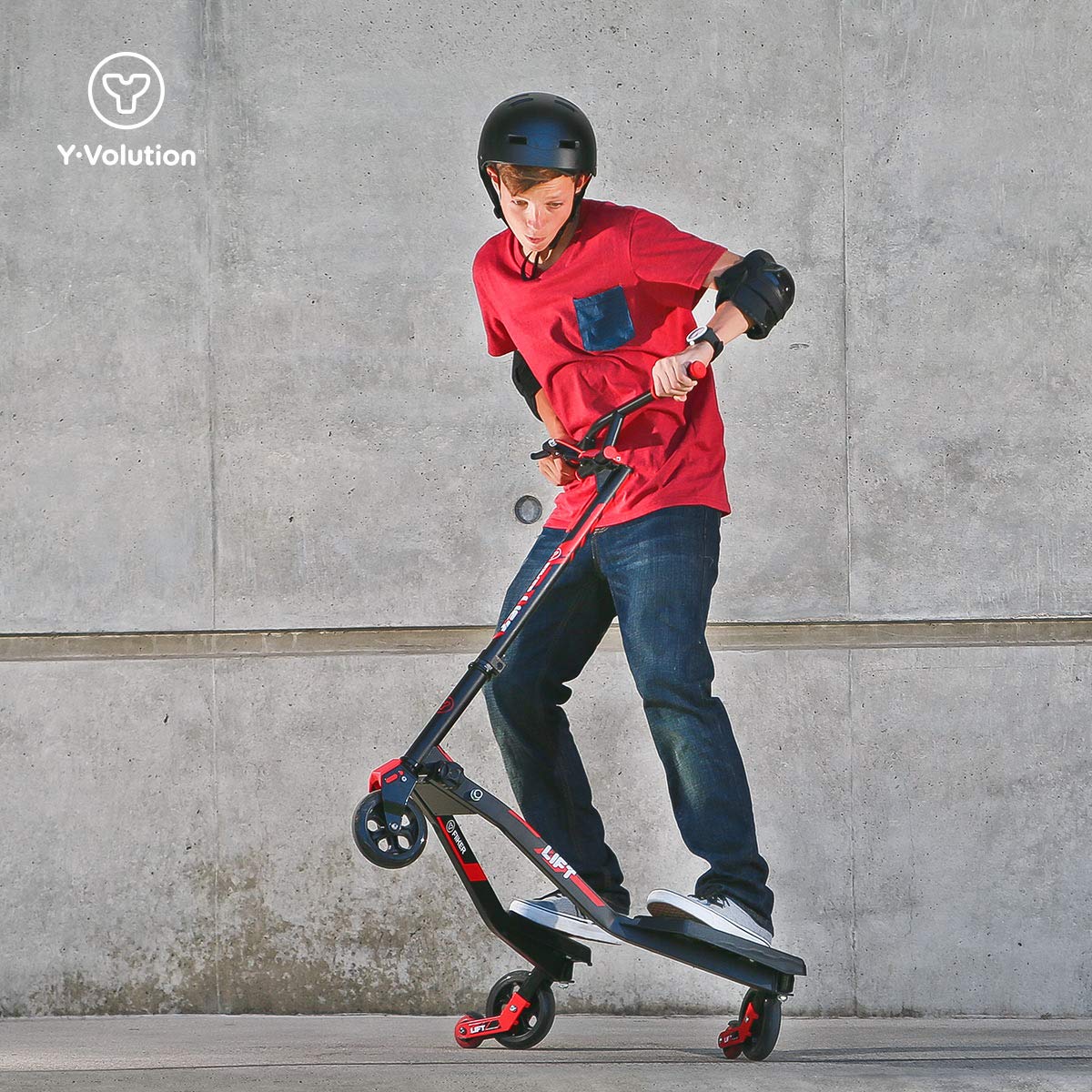 Yvolution Y Fliker Lift | Swing Wiggle Carving Scooter for Kids Age 7+ (Red 2020)