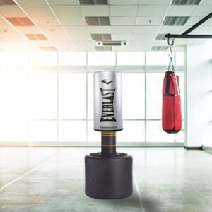 Everlast Powercore Free Standing Indoor Rounded Heavy Duty Fitness Training Punching Bag for Home Gym Strength Boxing Workout Exercise, Silver