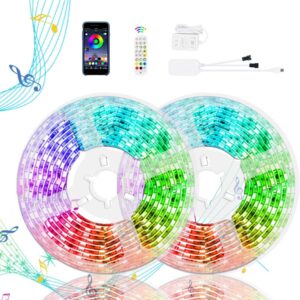 hiceani chasing effect + all rgb static colors| waterproof led strip lights 50ft-ws2812b music sync remote and app control- for indoor, outdoor