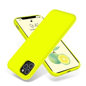 otofly iphone 11 pro max case,ultra slim fit iphone case liquid silicone gel cover with full body protection anti-scratch shockproof case compatible with iphone 11 pro max (fluorescent yellow)