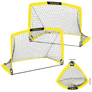 wekefon soccer goals, set of 2 - size 3.6'x2.7' portable foldable pop up soccer net for backyard training goal for kids and youth soccer practice with carry bag