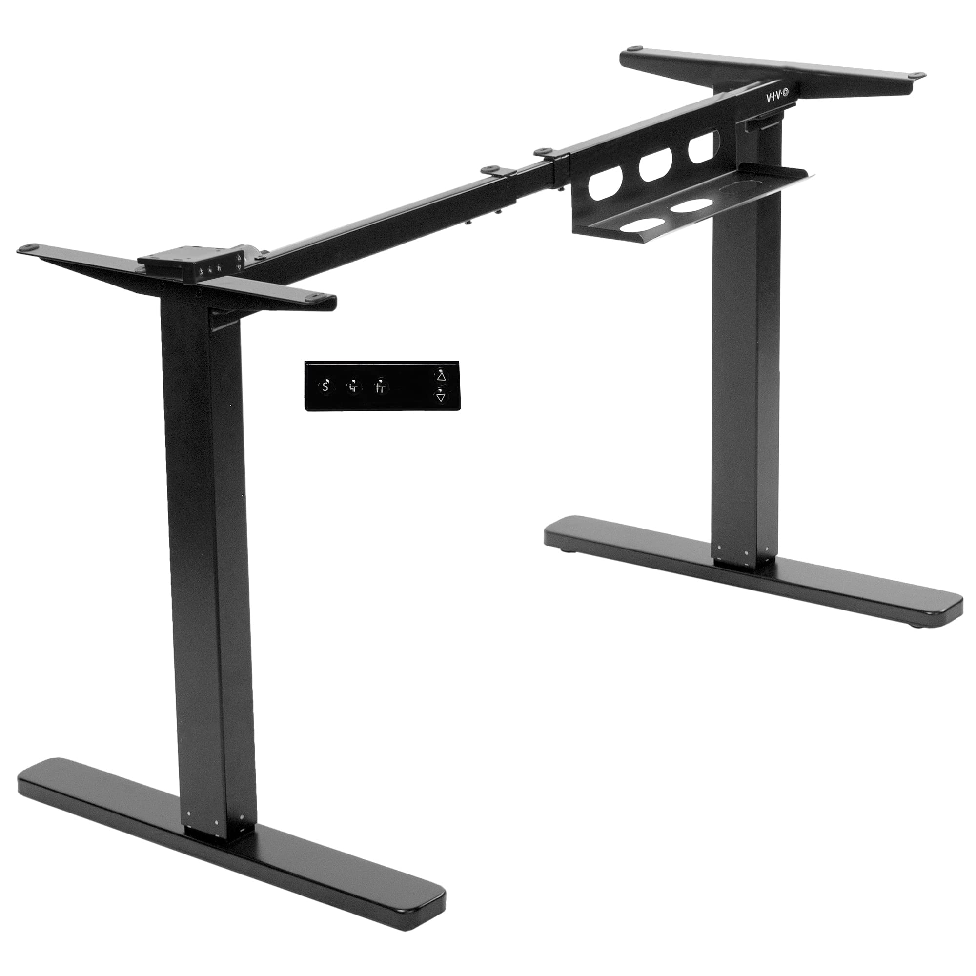 VIVO Electric Stand Up Desk Frame for 40 to 75 inch Table Tops, Frame Only, Single Motor Ergonomic Standing Height Adjustable Base with Memory Controller, Black, DESK-EV00B