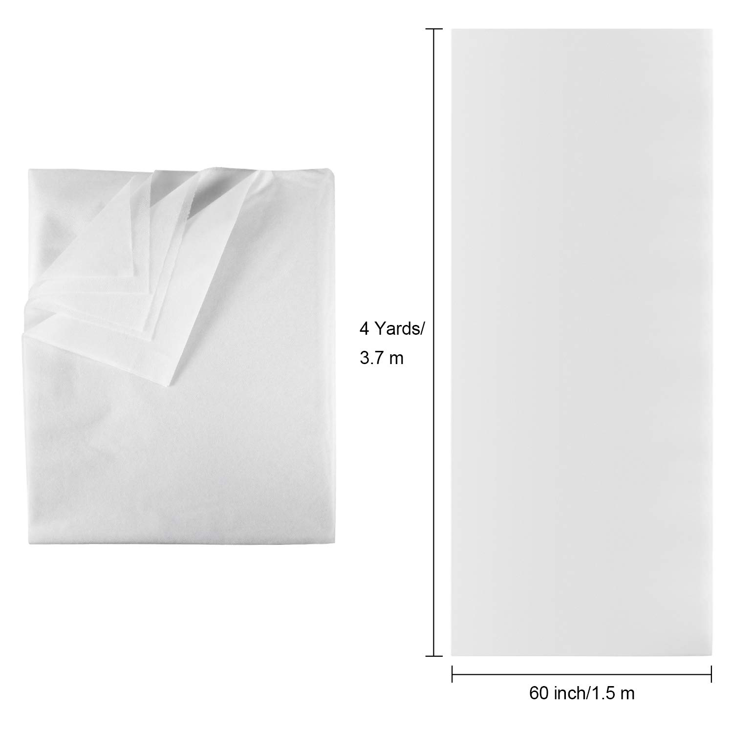 Fusible Interfacing, Non-Woven Polyester Interfacing Fabric Single-Sided Iron on Interfacing for DIY Supplies (60 Inch x 4 Yards, White)