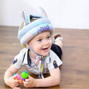 Ewanda store Infant Baby Head Helmet Safety Helmet Head Cushion Bumper Bonnet Protection Hat for Toddler Kids Children Walking Running Crawling(Grey Blue Elephant)