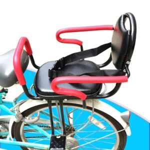 wing back mount child seat for adult bike, bicycle rear seat for kids,removable fence with non-slip armrests and pedals, padded seat belt for 2-6 year old child seat