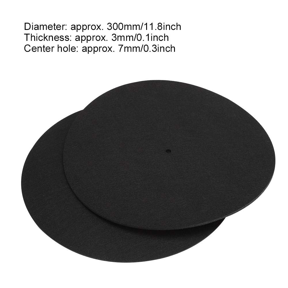 DJ Equipment mat, 2 Pack Turntable Platter Mat Felt Anti-Static Slipmat for LP Record Players 3mm