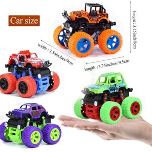 JAFATOY 4 Pack Toy Cars for Kids 3-5 Years Old Boys Girls Monster Trucks Pull Back Car Toy Monster Trucks Toy Toddler Car Toys