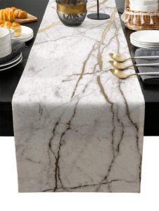 marble table runner-cotton linen-long 72 inche white gray gold dresser scarves,texture tablerunner for kitchen coffee/dining/sofa/end table bedroom home living room,scarfs decor for holiday dinner