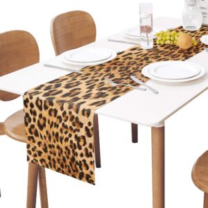 Leopard Print Table Runner-Cotton linen-Long 108 inche Cheetah Print Dresser Scarves,Animal Tablerunner for Kitchen Coffee/Dining/Sofa/End Table Bedroom Home Living Room,Scarf Decor for Holiday Dinner